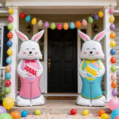 Lot de 2 ballons géants 3D en forme de lapin, 150 cm, pour décoration de fête de Pâques, cadeau pour enfants