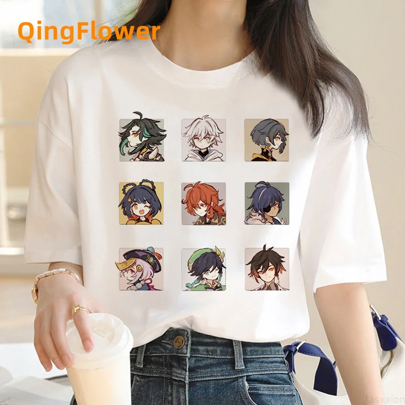 Genshin Impact Impack tshirt t-shirt women grunge white t shirt aesthetic anime 2022 clothes t shirt manga aesthetic