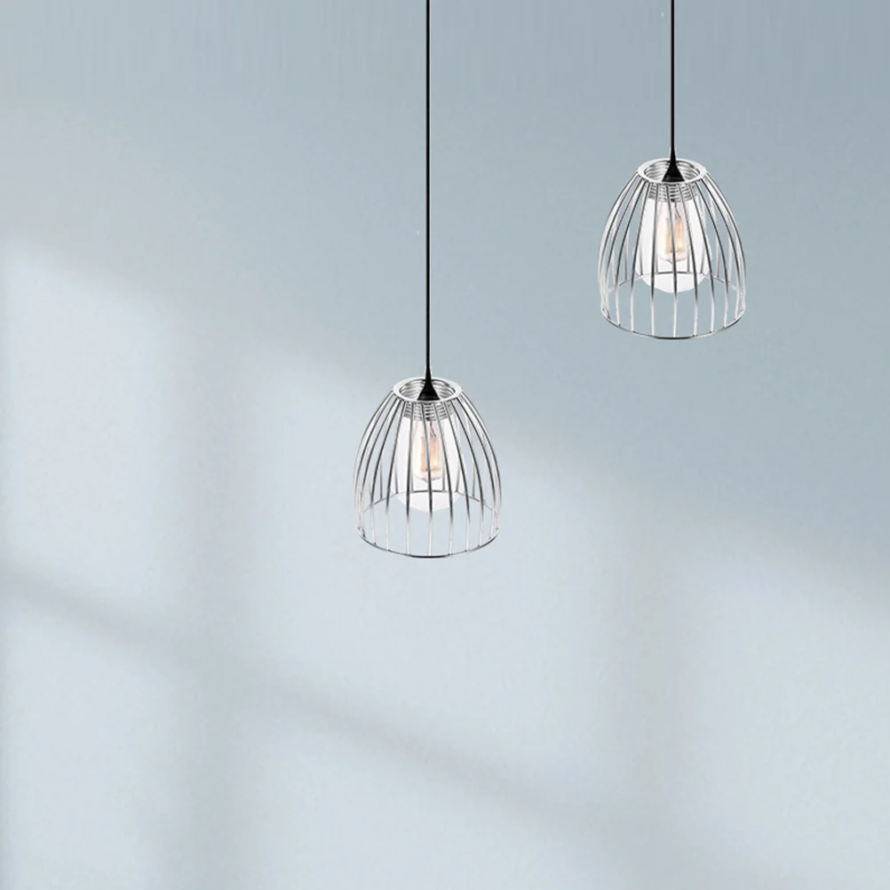 

2pcs Iron Birdcage Lamp Shade: Vintage Industrial Metal Pendant Ceiling Light Cover For Bedroom Dining Room E14 Drum Cage
