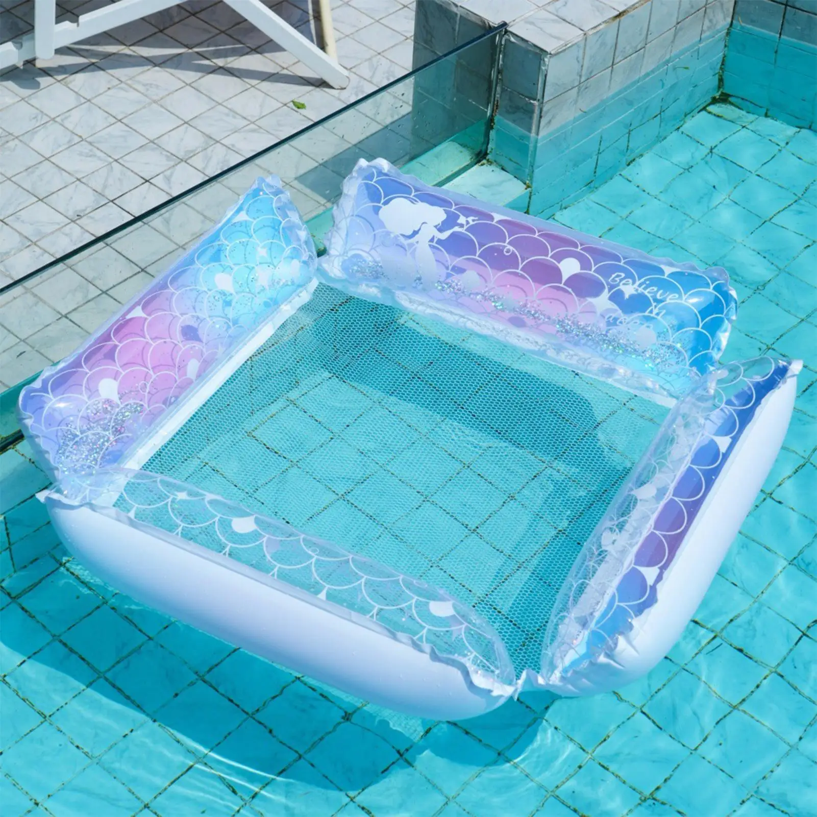 Inflatable Pool Lounger Summer Four-Tube Breathable Raft Swim Pool Lounge Float Inflatable For Backyard Lake Poolside River Men