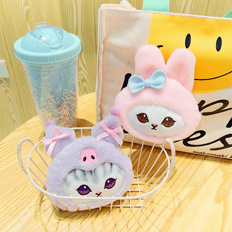 Anime Sanrio Plush Toy Cute Hello Kitty Felinae KeychainPlush Wallet Melody Cos Kawaii Cinnamoroll Cat School Bag Pendant Gifts