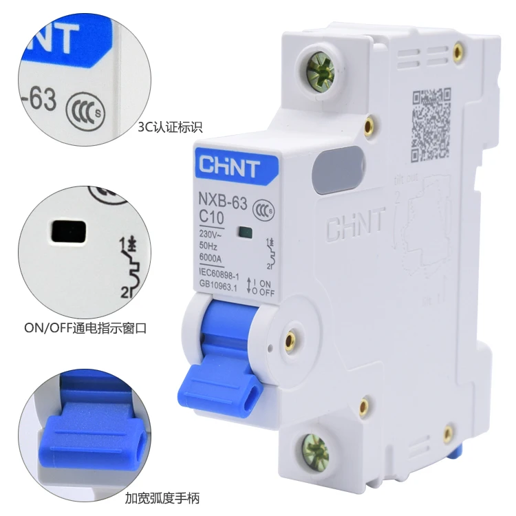 CHINT NXB-63 1A 2A 3A 6A 10A 16A 20A 25A 32A 40A 63A 1P 2P 3P 4P 230V 220V Miniature Circuit breaker MCB NEW DZ47