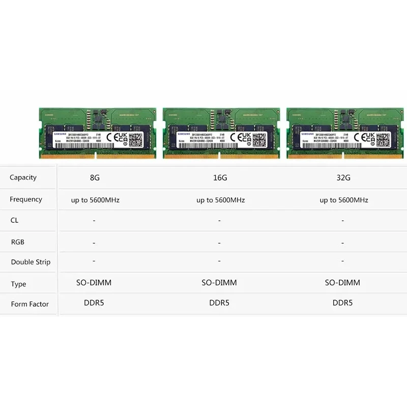 Imagem -02 - Vara de Memória Ram para Computador Portátil Dell Lenovo Asus hp 8gb 16gb 32gb 4800mhz 5600mhz so Dimm 260pin