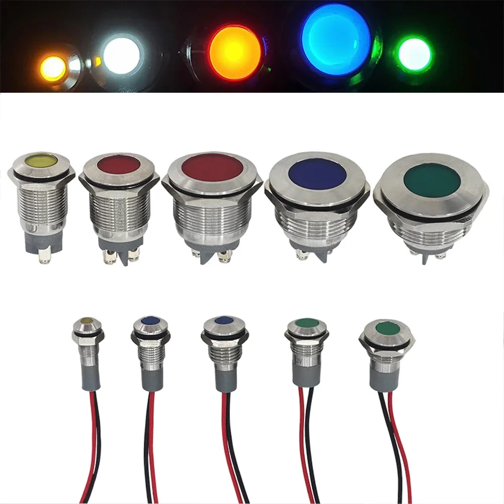 Wskaźnik świetlny LED AC 220v Sygnał DC 12v 24v Pilot Motocykl Led do akcesoriów samochodowych Części Lampa świetlna 5v 6v 22/25/30mm