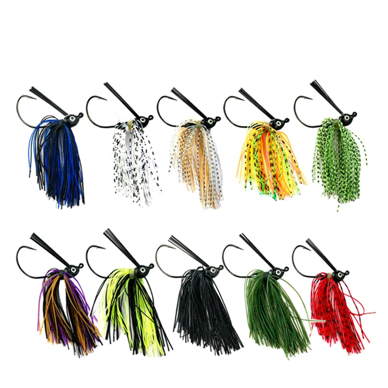 1pcs Lure Wire Bait Grass Retaining and Anti Hanging Bottom Lead Hook 7g10g14g Swim Jig Skirt Multicolor Bionic Bait Fishhook