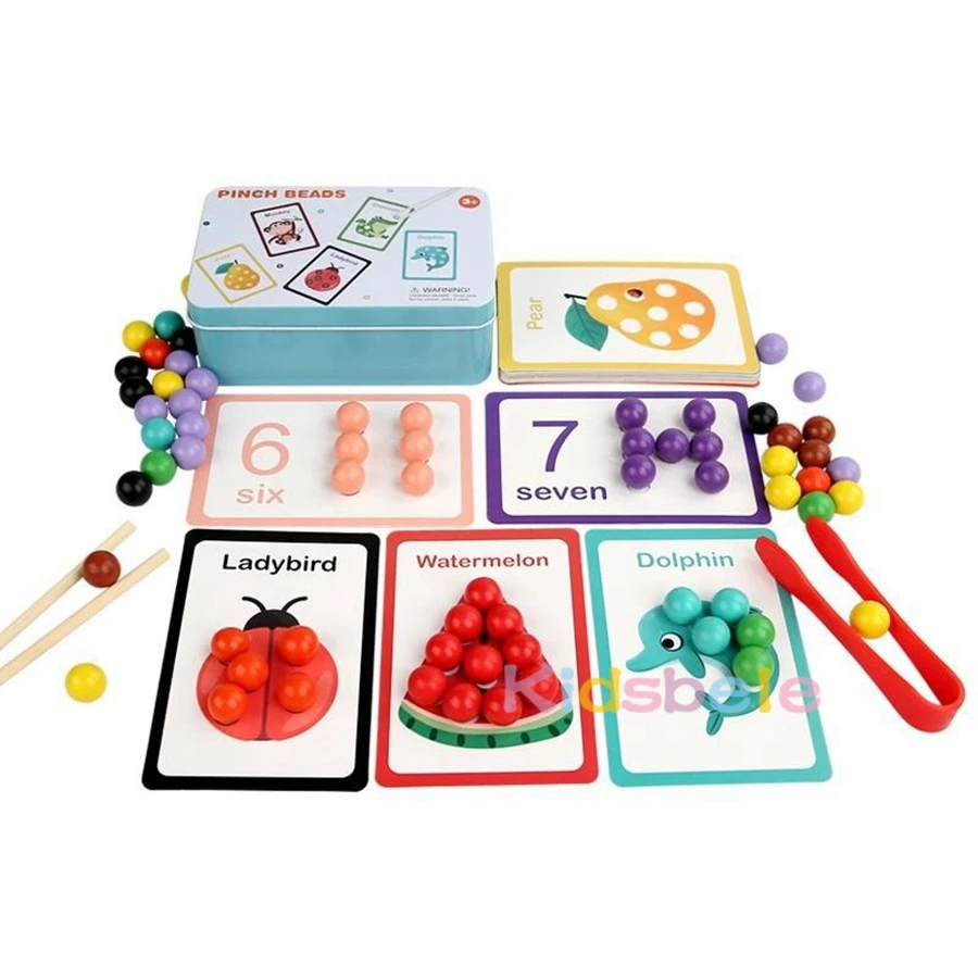 Clip Auf Perlen Holz Perle Farbe Sortierung Spielzeug Cartoon Passenden Brettspiel Frühes Lernen Mathematik Pädagogisches Spielzeug Für Kleinkinder