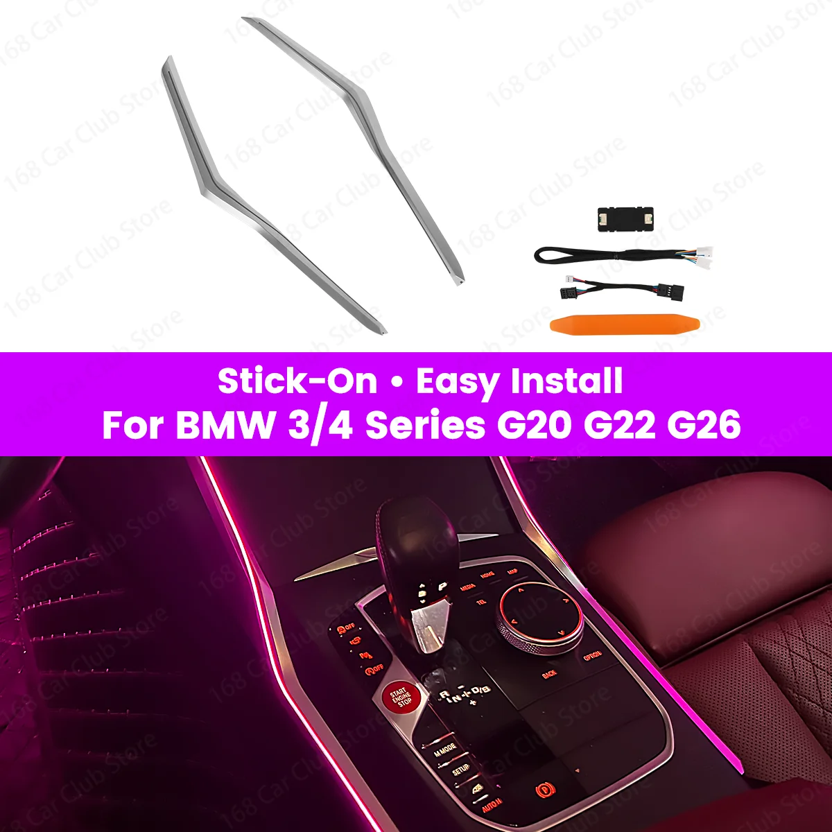 

LED 11 color adhesive center console saddle light ambient light For BMW New 3/4 Series G20 G22 M3 M4 Car Console Saddle Light