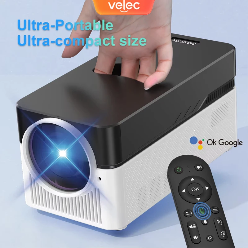

Velec Projector 900 Ansi LM Allwinner H716 2+32GB Android 11 WiFi 6 1080P Remote Control Electric Focusing Home Projector