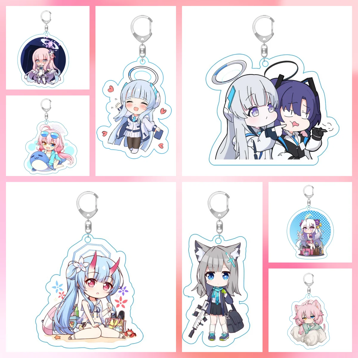 Hot Anime Blue Archive Acrylic Keyring Pendant  Ornament Collection Phone Strap Model Doll Keychain Gift 6cm