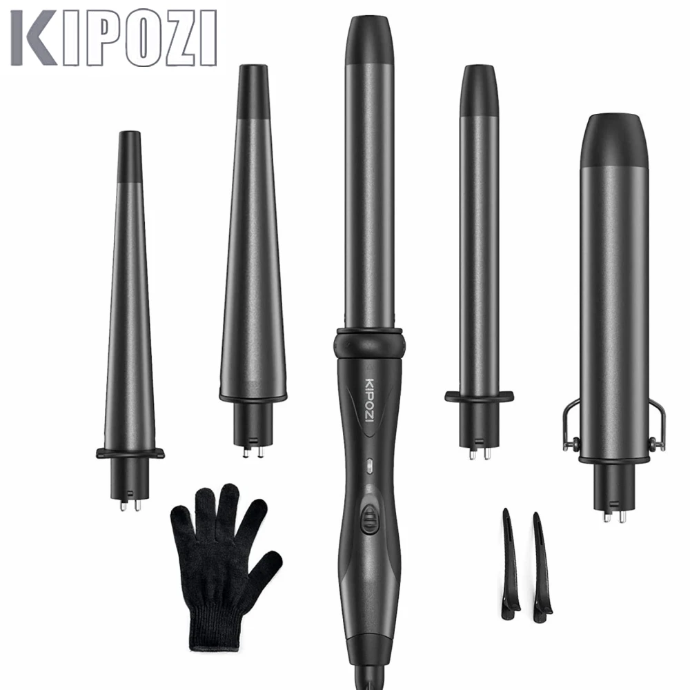 

KIPOZI Professional Curling Iron 5-in-1 Hair Tools Instant Heating Electric Curling Iron Hot Air Brush Ceramic Barrels for Woman