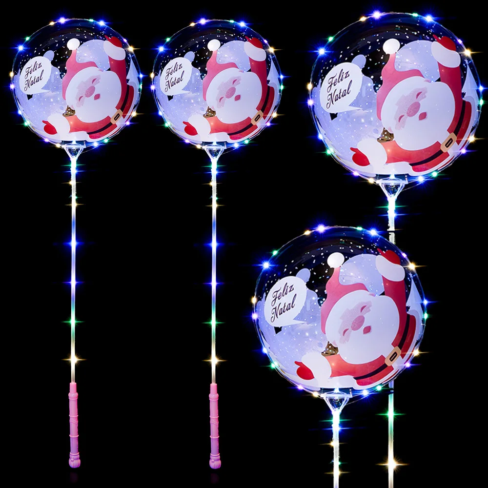 1/10/20 Packungen Weihnachts-LED-Leucht-BoBo-Ballon-Set mit Cartoon-Weihnachtsmann-Motiv, 20'' blinkende BoBo-Bubble-Ballon-Geschenksets – Detail 3