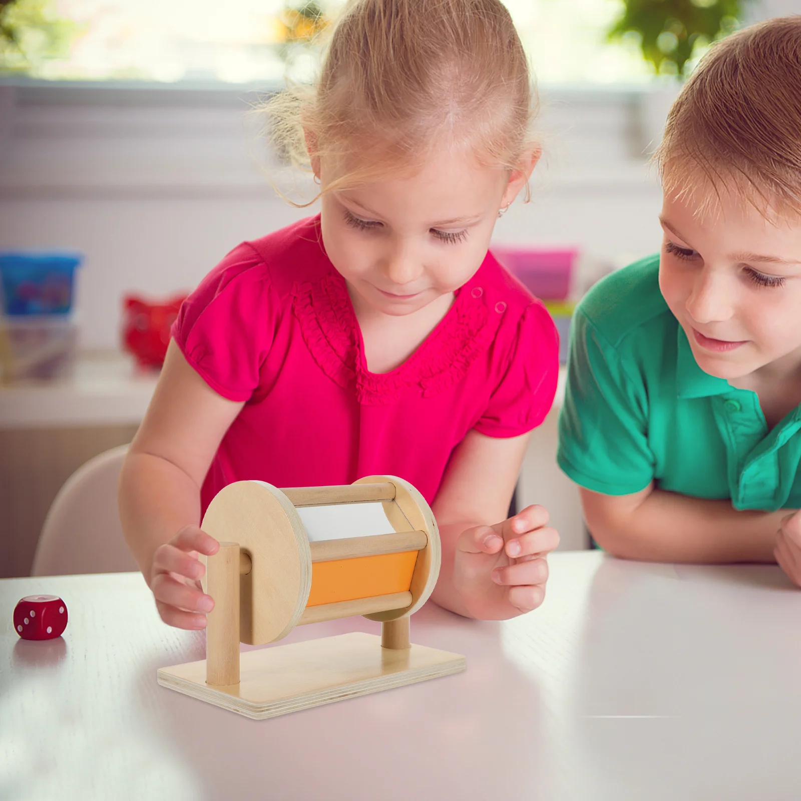 Tambor têxtil educacional infantil de madeira, brinquedo de reconhecimento de tamanho de cor, aprendizagem sensorial, ferramenta de desenvolvimento cognitivo