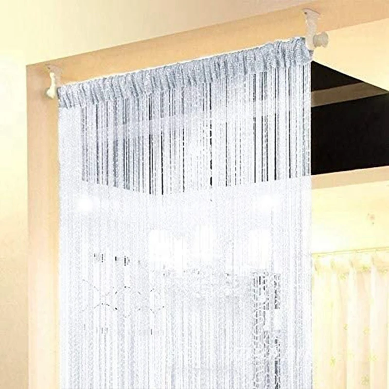 Living Room String Curtain Shiny Tassel Silver Line Cortinas Solid Color Window Home Door Divider Curtain