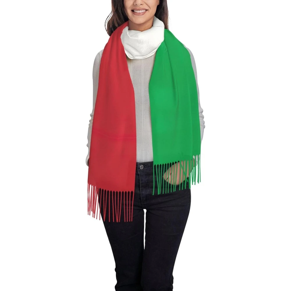 

Женский шарф с бахромой и принтом флага Италии, мягкий легкий шарф из полиэстера с кисточками, осенне-зимняя мода