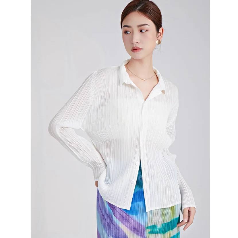 

Женская однотонная офисная рубашка с воротником и длинными рукавами на одной пуговице, элегантный модный повседневный женский топ в пригородном стиле