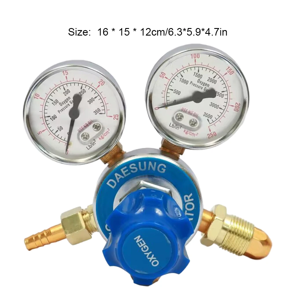 Oxygen Pressure Reducer Brass Dual Gauge Pressure Regulator Welding Cutting Gas Flow Meter Reducing Guage Tools