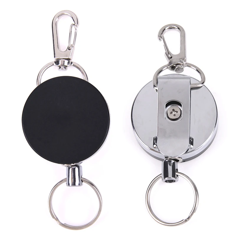 1PC Alloy Steel Wire Rope Elastic Keychain Recoil Sporty Retractable Alarm Key Ring Anti Lost Yoyo Ski Pass ID Card