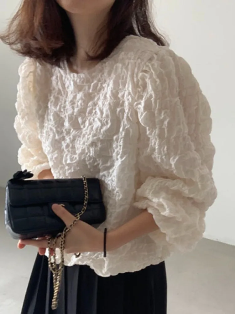 เสื้อสเวตเตอร์ผ้าฝ้ายทรงหลวมสไตล์ฤดูใบไม้ร่วง ดีไซน์เรียบง่ายทันสมัยสำหรับผู้หญิง
