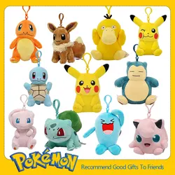 Anime Pokemon Pikachu Mew Snorlax Eevee Bulbasaur Psyduck Kawaii Stuffed Plush Toy School Bag Backpack Pendant Keyring Doll Gift
