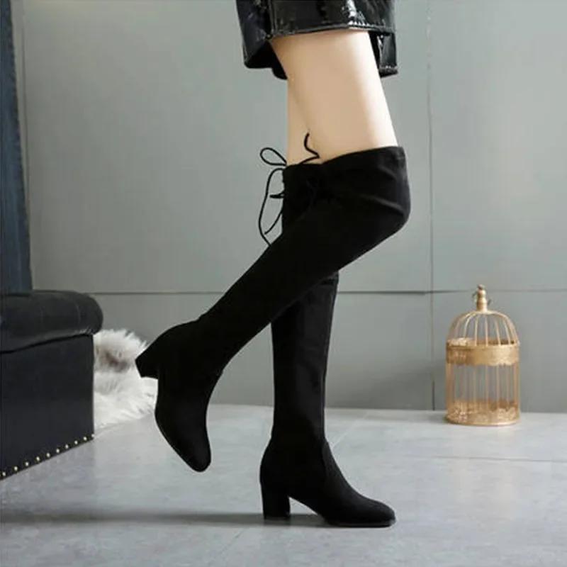 Knee High Shaft Shoes Woman New In Long Boots for Women Thigh Above Over The Elastic Gyaru Spring Autumn Chic and Elegant 2024