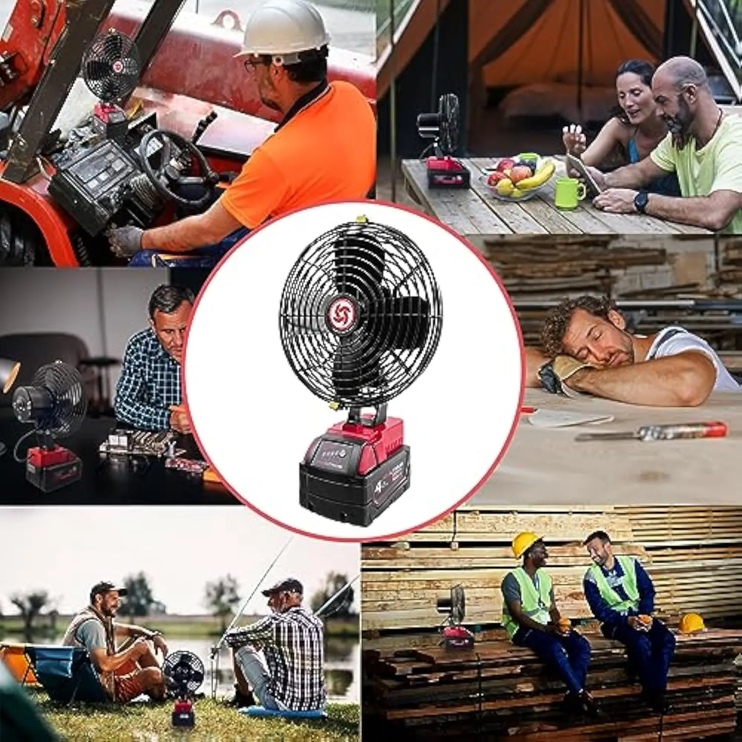 พัดลมไร้สายแบบพกพาใช้งานร่วมกับแบตเตอรี่ Milwaukee M18 18V,แบตเตอรี่พัดลมระบายความร้อนสําหรับ Workshop Outdoor Camping Travel