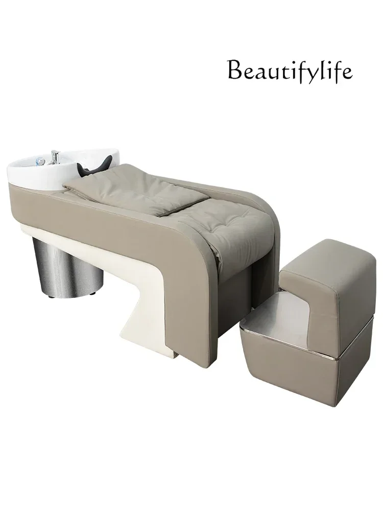 cadeira de salão de beleza Salon rambut keramik baskom dalam tempat tidur sampo toko tukang cukur khusus high-end salon rambut tempat tidur siram pijat w