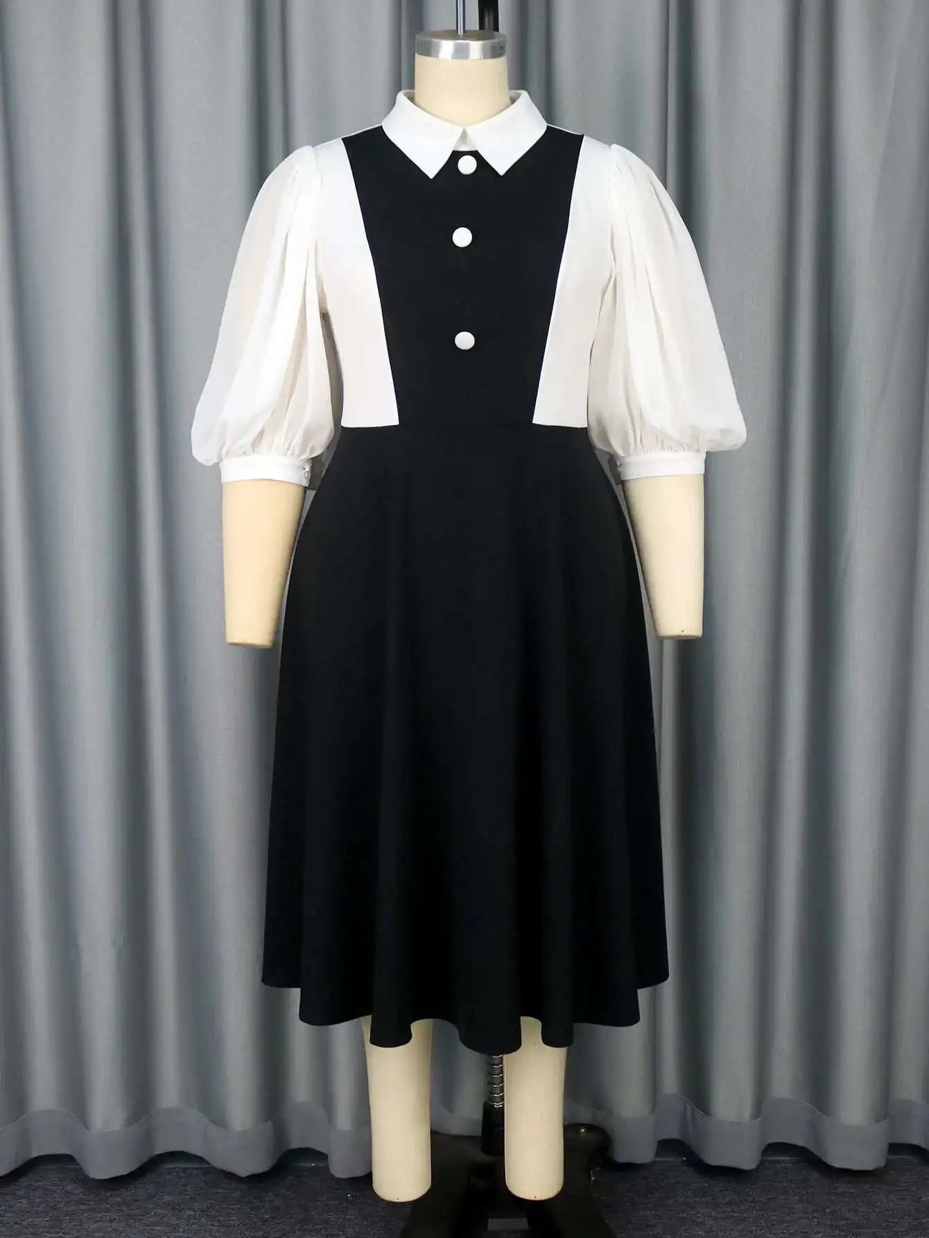 

Plus Size Graduation Season Puff Sleeve Elegant Slimming High Waist Bodycon A-line Dress Prom Dresses Robe Vestido Women Elegant