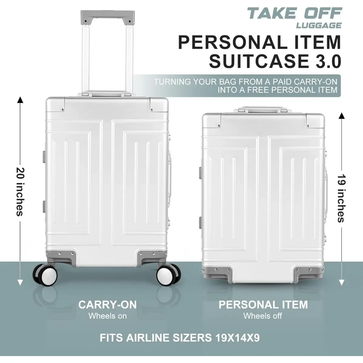 All Aluminum Magnesium Carry On Luggage，Cut from Whole Aluminum Sheet，22x14x9 Airline Approved