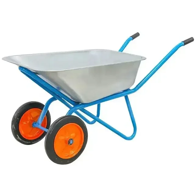 Double Wheel Industrial Wheelbarrow Wheelbarrow Home Garden  Galvanised Metal Truck