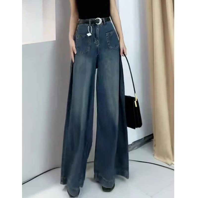 Women Clothes Summer Fashion Vintage Harajuku Streetwear Wide Leg Jeans Female High Waist Loose Baggy Denim Pants Y2K Pantalones