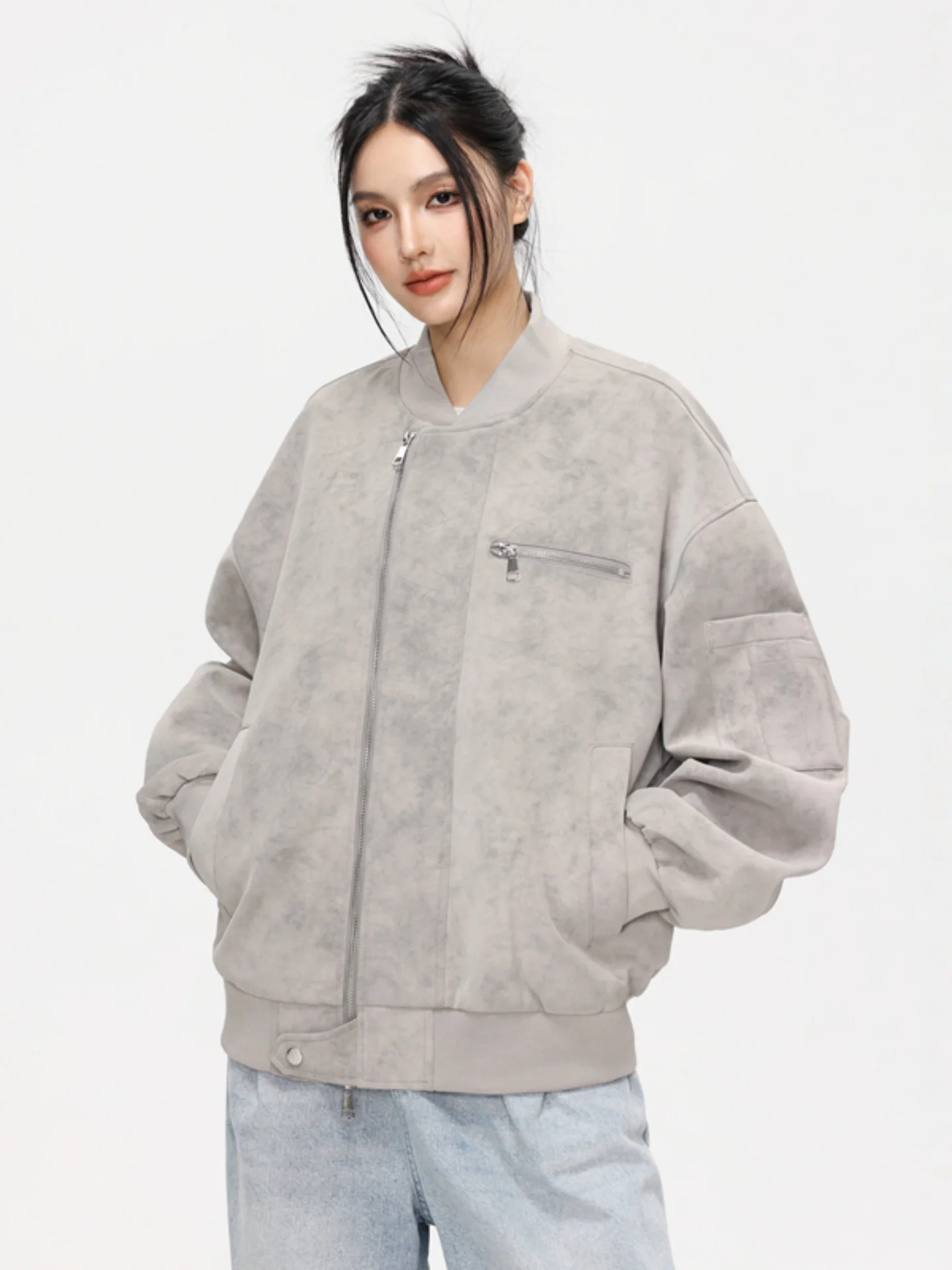 

Винтажная американская бейсбольная куртка из искусственной кожи унисекс, свободного кроя, с матовой поверхностью, с эффектом тай-дай, осенняя верхняя одежда