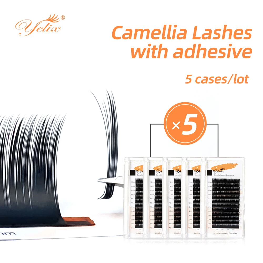 

Накладные ресницы Yelix 5 Cases Camellia с клеем, изгибы LU/LJ/LC+, легкие, пушистые, индивидуальные, объемные, мягкие, из искусственного меха