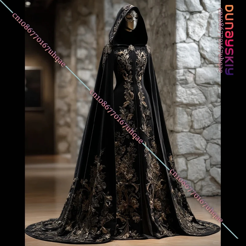 831Witch Wizard Cosplay Medieval Hooded Cloak Renaissance Cape Hood White Black Retro Goth Uniform 2026 Halloween Party Outfit