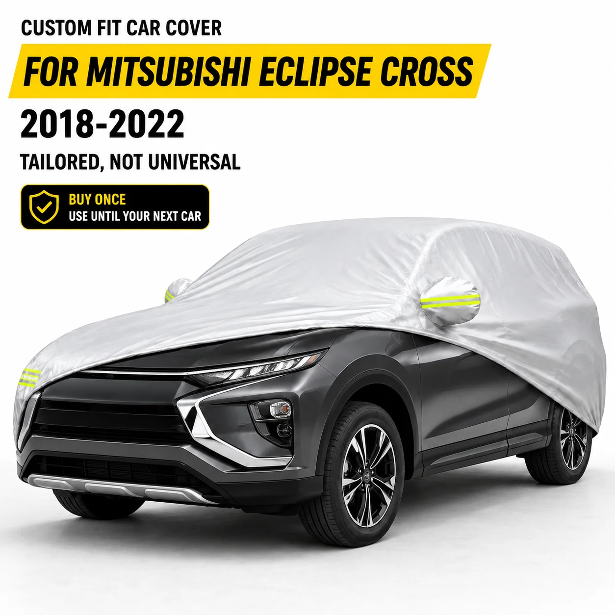 For Mitsubishi Eclipse Cross 2018-2022 Exterior Car Cover Outdoor Protection Durable Silver Coated Fabric UV Sun Dust Protection