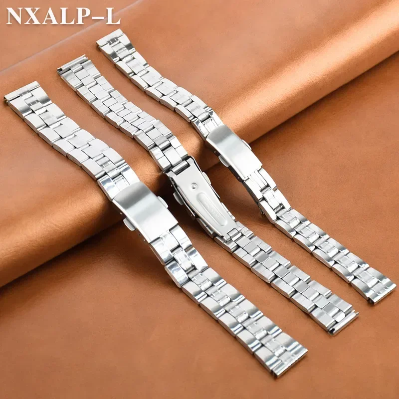 Edelstahl-Uhrenarmband, 12 mm, 14 mm, 16 mm, 18 mm, 20 mm, 22 mm, 24 mm, Metallarmband, Faltschließe, Herren- und Damen-Universal-Armband-Ersatz
