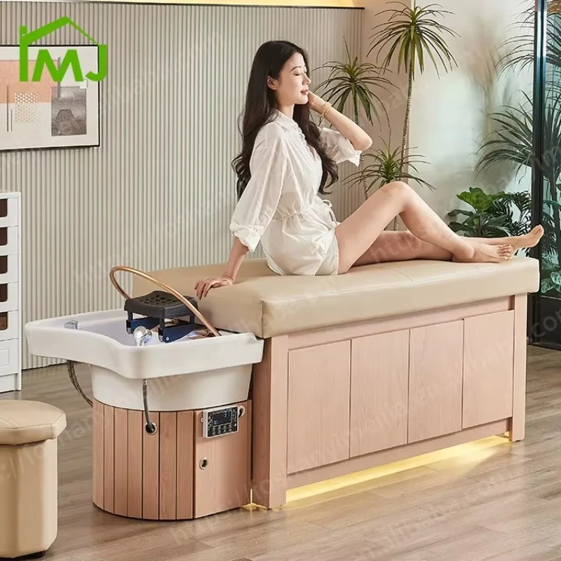 

2026 Hair WashChair Shampoo Salon Wooden Thai Massage Table Salon Japanese Head Spa Bed