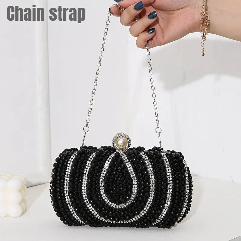 Full Beaded Pearl Evening Clutch Bag Latch Women Wedding Dinner Party Purse Evening Purse Banquet Bag European Style Bridal Bag