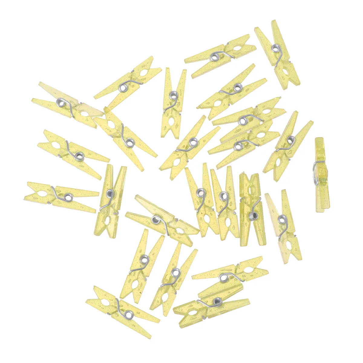 

100pcs Plastic Craft Clips 2.5Cm Mini Clothes Hanging Yellow Light Multipurpose Art Wedding Home Decorations Gift Card