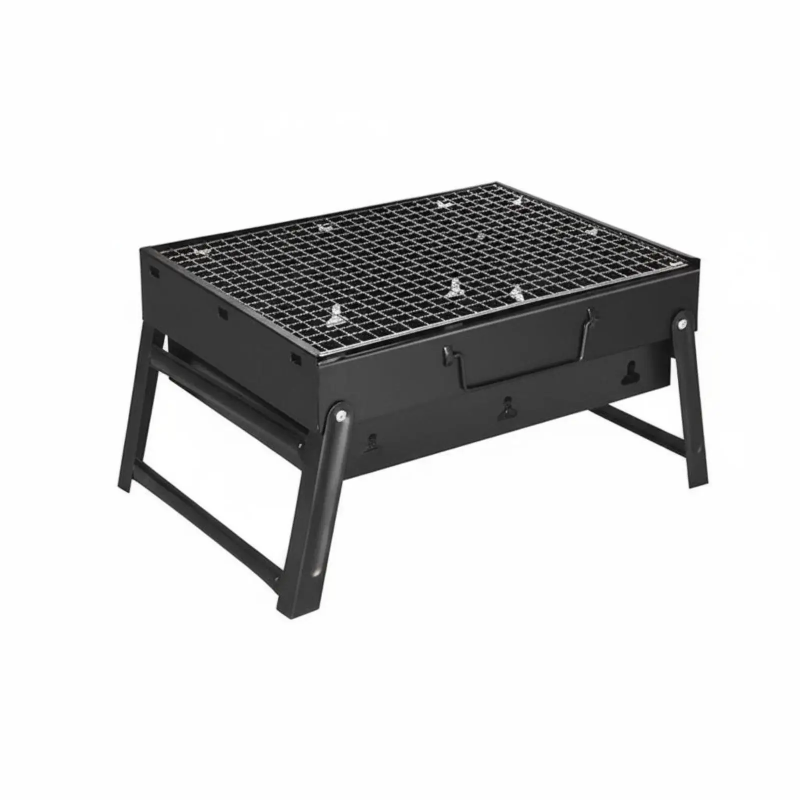 Folding BBQ Grill Rack Outdoor Portable Barbecue with Sturdy Iron Build and Ventilation for Picnic Cooking
