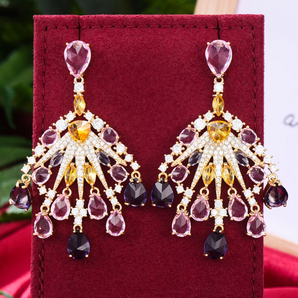 

Siscathy Arabic Luxury Cubic Zircon Crystal Hanging Earrings For Women Wedding Party Anniversary Jewelry Valentine's Day Gifts