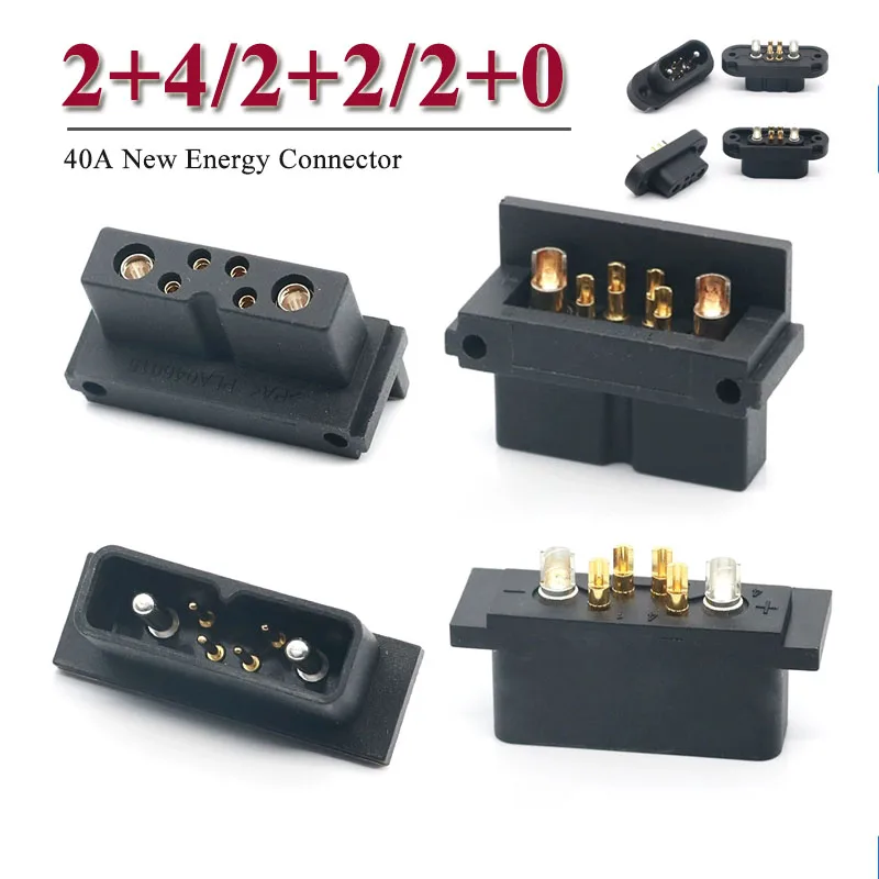 

40A 2+4 Charging Port Connector 2+0 2+2 Square Male Female Sockets Lithium Electric Skateboard/Bicycle New Energy Connectors