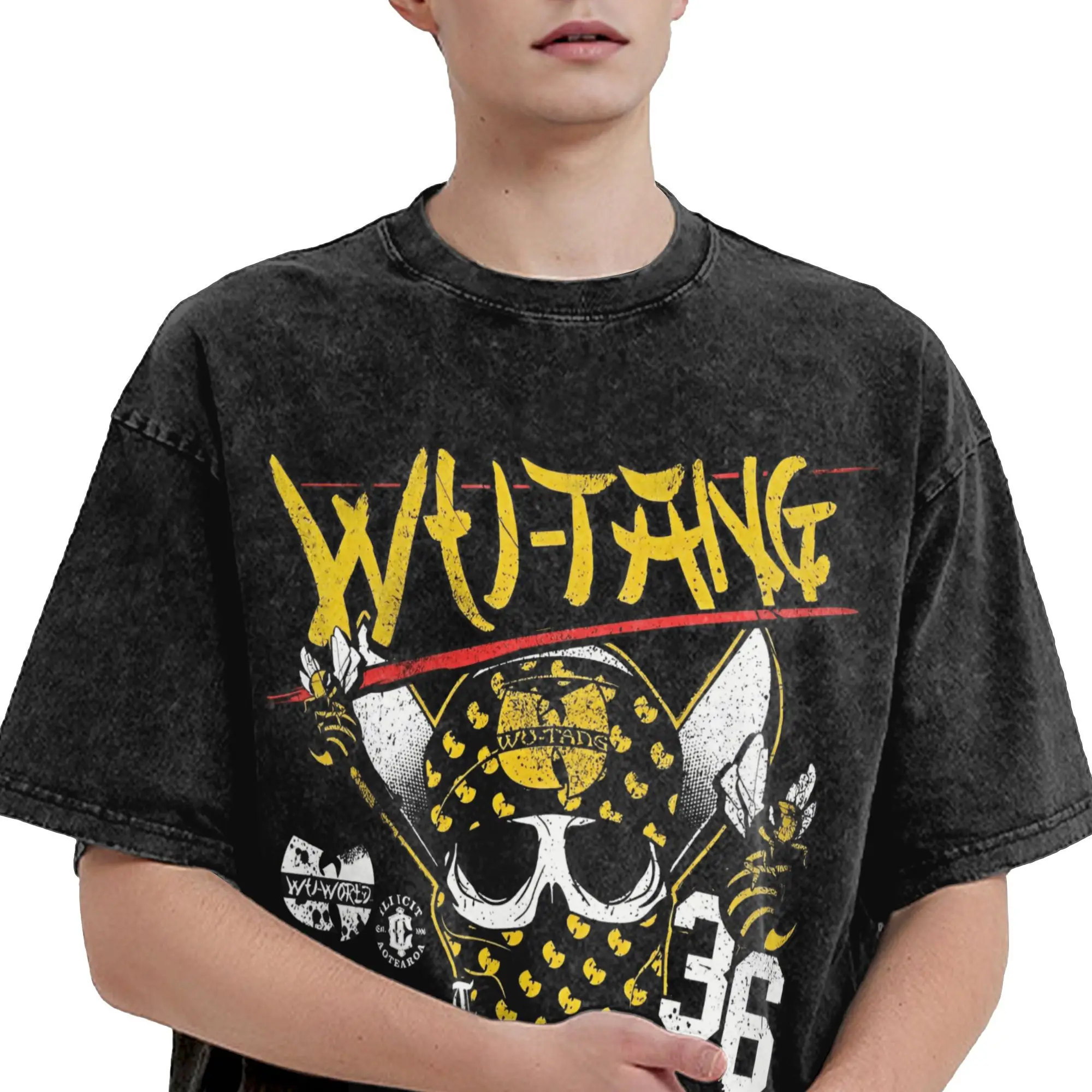 محب القطن تي شيرت طاقم الرقبة قصيرة الأكمام تي شيرت السنوية 90 تي شيرت الرجال النحل وو عشيرة T-tangs ملابس الصيف