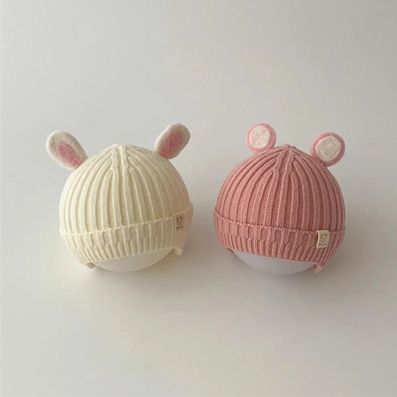 Cute Elk Antlers Baby Hat Winter Warm Knitted Baby Boy Girl Cap Ear Protection Hats Solid Color Kids Children Cap Beanies bonnet