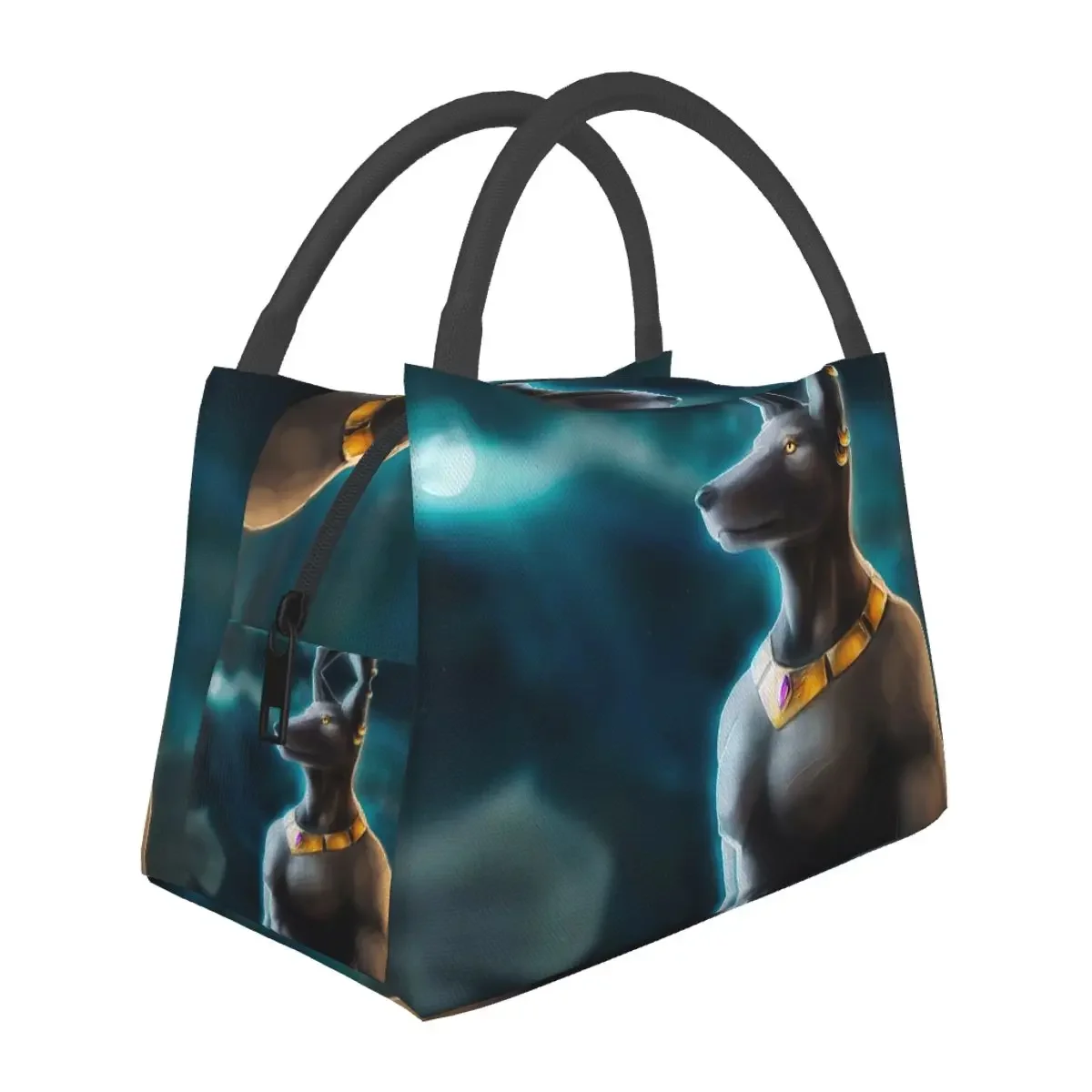 Egyptian God Anubis Art Lunch Bags Insulated Bento Box Resuable Lunch Tote Picnic Bags Thermal Bag for Woman Kids School