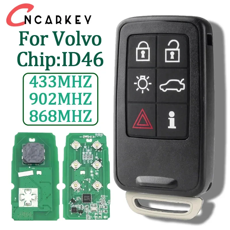 For VOLVO XC60 XC90 S90 S60 2009-2014 ID46 Auto Keyless Go Remote Smart Key 2009-2014 KR55WK49266 KR55WK49224 433/868/902MHz