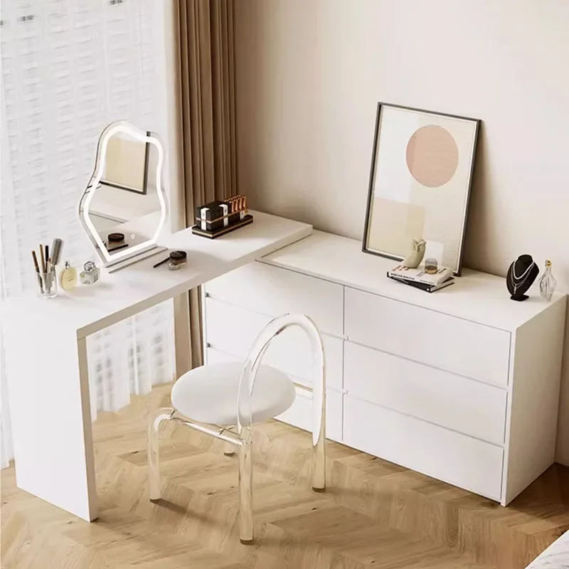 

White Women Dresser Stand Bedroom Dressing Drawers Storage Makeup Table Girls Desk Vanity Coiffeuse De Chambre Home Furniture