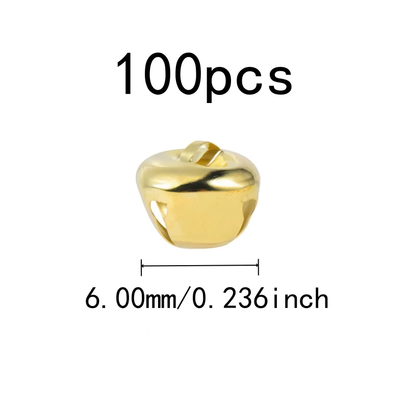 100 pcs 6mm Christmas Decoration Bells, Wedding Decoration, Small Delicate Size, Clear Crisp Sound, Multipurpose, Gold