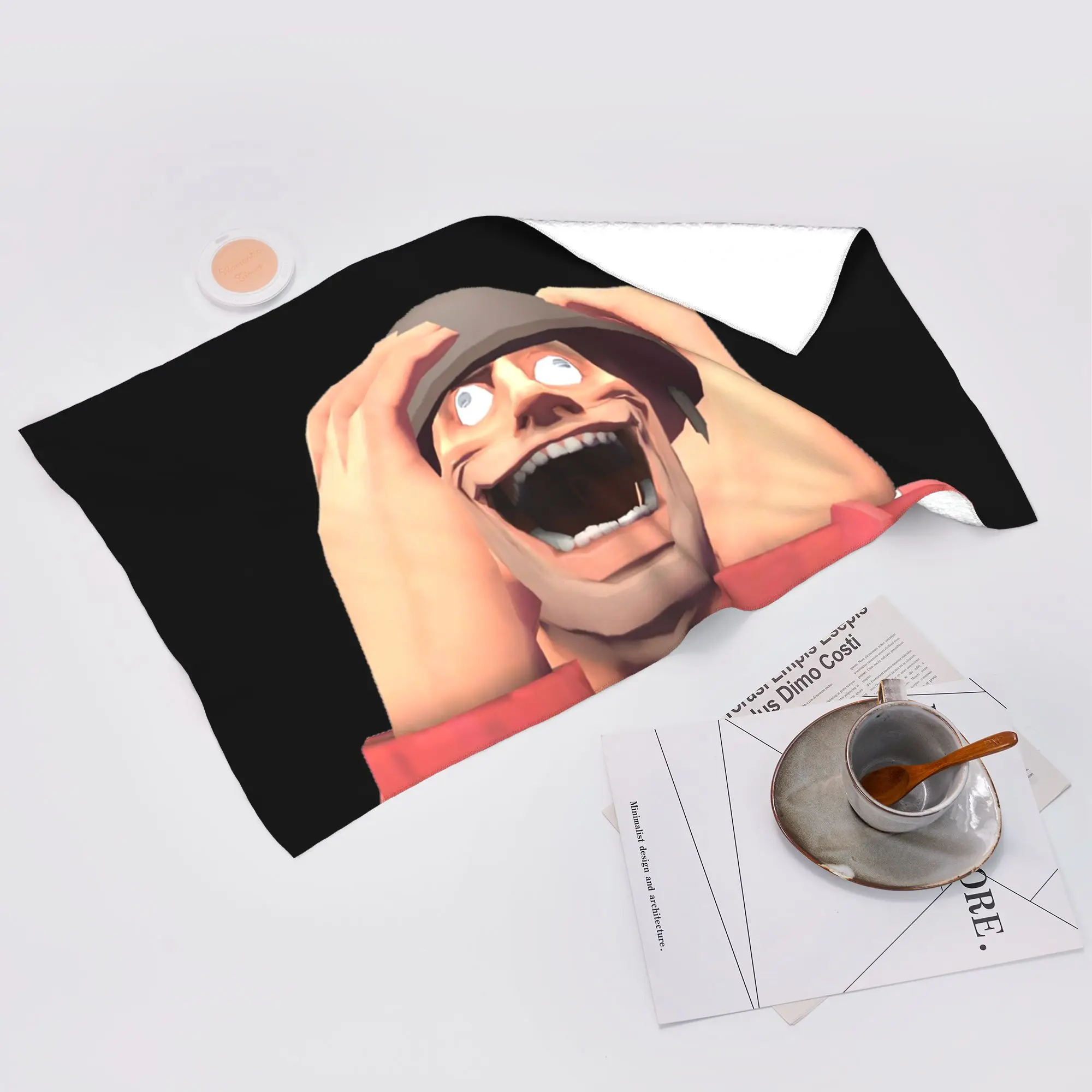 Custom Team Fortress 2 TF2 Soldier Gmod Face Crazy Funny Meme RED Soft Face Towel Quick Dry Pool Bath Cotton Towels Breathable