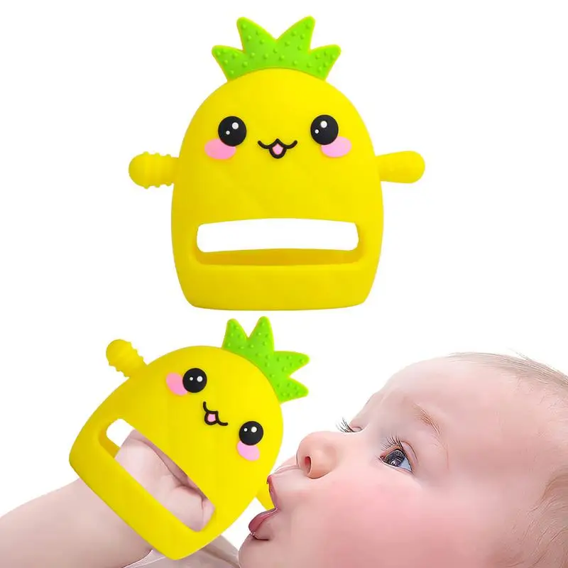 Teething Gloves Adorable Fruit Design Hand Pacifier For Sucking Food Grade Soft Anti Dropping Silicone Hand Teether Relief