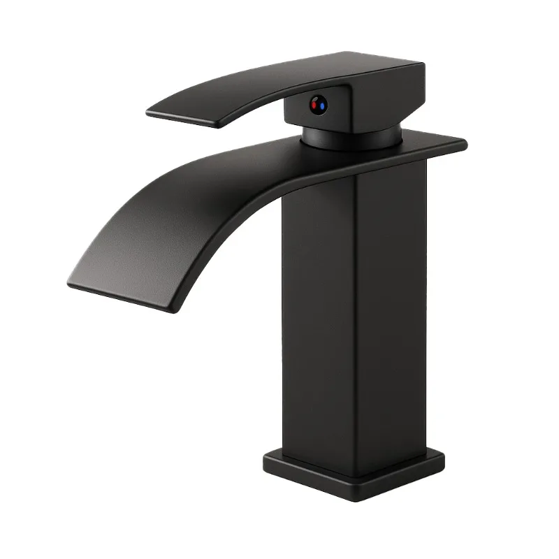 Matte Black Bathroom Faucet Single Handle Single Hole Stainless Steel Basin Mixer Tap For Vessel Cabinet Semi Recessed Sink TP